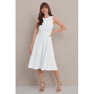 Imagem de London Times Vestido midi feminino com cintura inserida para trabalho, escritório, ocasião, Marfim, 19 Plus Size