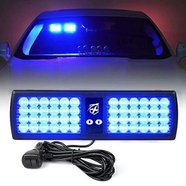 Imagem de Xprite Viseira LED azul luzes piscantes luz de aviso de perigo de proteção solar para veículos de emergência policiais caminhões carros