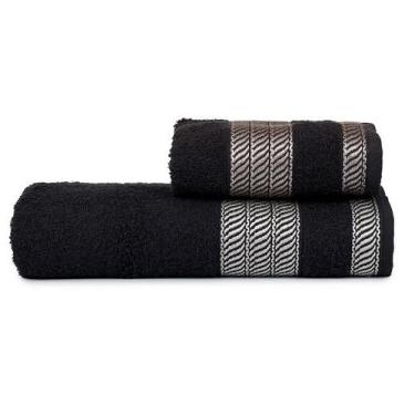Imagem de Kit Toalha de Banho Gigante e Rosto 2 Pçs Siena Atlântica, Preta