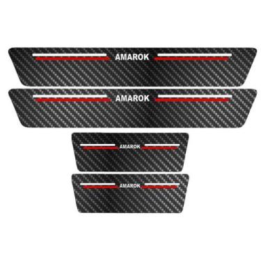 Imagem de Kit Soleira Protetora Porta Premium Red Carbono - Amarok - Jhow Adesiv