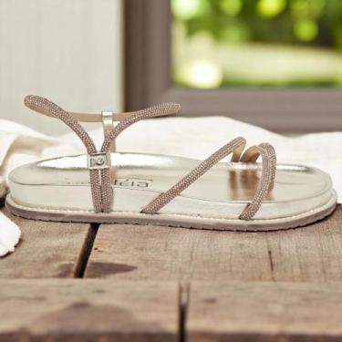 Imagem de Rasteira Sandália Com Pedraria Feminina Duas Formas De Usar De Couro C