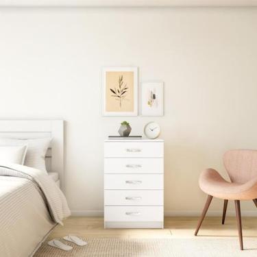 Imagem de Cômoda Afrodite 5 Gavetas Evidência Branco - Mobly