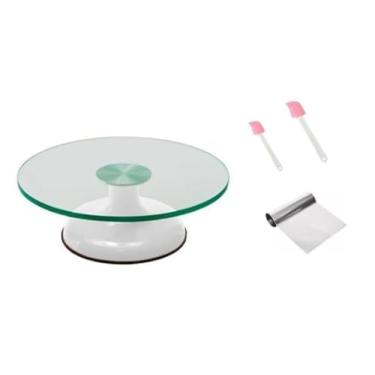 Imagem de Bailarina Giratória De Vidro P/Confeitar Bolos + Espátulas