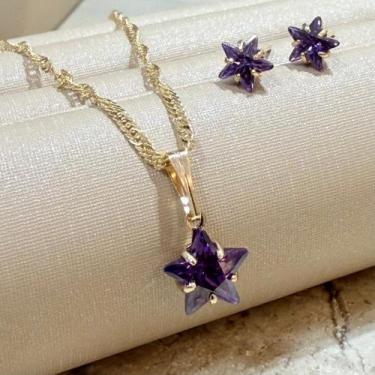 Imagem de Conjunto De Estrela Com Zirconia Folheado A Ouro - FAMA FOLHEADOS