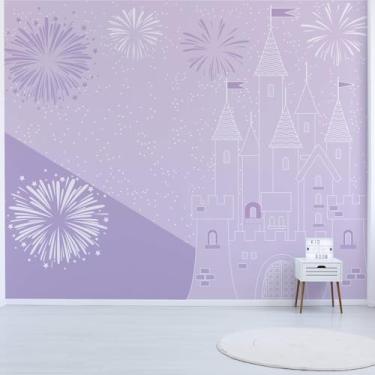 Imagem de Papel de Parede Quarto Menina Castelo Princesas Lilás 9m²