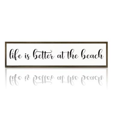 Imagem de Decoração de praia, placas de mesa costeiras divertidas, decoração temática de praia para casa, quarto, banheiro, decoração de casa de campo, decoração de mesa de parede de fazenda, placas de família