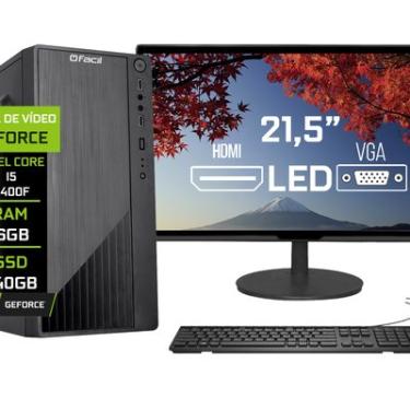 Imagem de Computador Completo Fácil Intel Core I5 9400f (nona Geração) 16GB DDR4, Geforce Nvidia, SSD 240GB + Monitor 21.5" Hdmi Led
