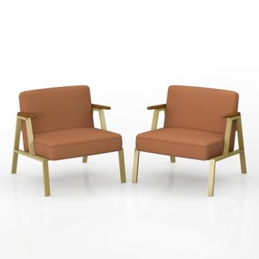 Imagem de Kit 2 Poltronas Coimbra Estilo Industrial Dourado/cinam/terracot - M.a Dourado/cin/suede Terracota