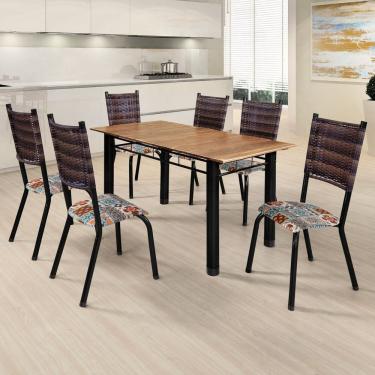Imagem de Conjunto Sala de Jantar 6 Cadeiras Singapura Preto / Marrom