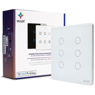 Imagem de Interruptor Inteligente 6 botões 4X4 ZIGBEE BRANCO Google home Alexa E