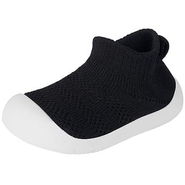 Imagem de Sisttke Sapatos De Bebê Para Meninas E Meninos, Meias Respiráveis, Pantufas Infantis, Tênis Antiderrapantes Primeiros Passos, Sola Borracha Macia, Preto-2