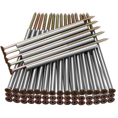 Imagem de MorningRo 50 peças de parafusos de calha de 17 cm com virola de metal pregos de calha duráveis e pontas fixadores de calha seguros fáceis de instalar para calhas flácidas e manutenção (marrom)