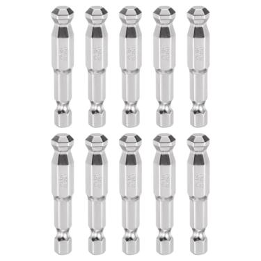 Imagem de HARFINGTON 10 peças de pontas esféricas hexagonais H8 (8 mm) cabeça 1/10.2 cm haste sextavada 50 mm (2") de comprimento magnético S2 aço métrico chave de fenda chave de broca soquete ferramenta