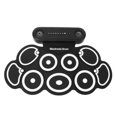 Imagem de Kit de Bateria Eletrônica Portátil Com 9 Almofadas Construídas Em Saída de Fone de Ouvido de Bateria Recarregável para Entusiastas da Música, Materiais Seguros e Robustos