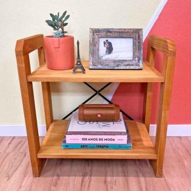 Imagem de Mesa Lateral de Madeira Pinus Linea Nozes - ArtFactory Design