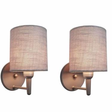 Imagem de Kit/2 Arandela Cilíndrica Md-2009 Base Cinza Cúpula em Tecido 14x15cm Cinza - Bivolt