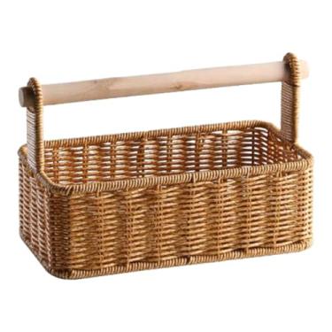 Imagem de SiaBiced Cesta de armazenamento portátil, organizador de talheres, cesta de frutas retangular prática para lanche, sala de jantar, quarto, armário, 26.5 Cm X 14 Cm X 17