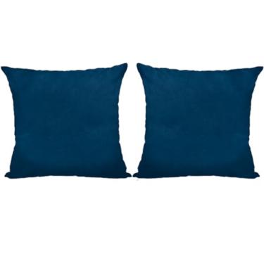 Imagem de Almofadas Coloridas 45x45cm em Suede com Enchimento (2, Azul, Quadrado)