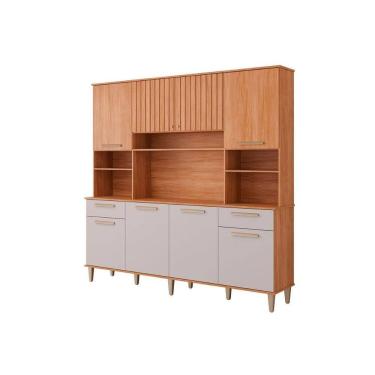 Imagem de Kit de Cozinha Compacta Livia 8 Portas 2 Gavetas e 6 Nichos Cinamomo/Off White - MGM