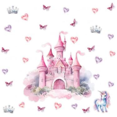 Imagem de Papel de Parede Infantil Tema Castelo Lavável Seguro Fácil Aplicação Ideal para Quarto de Bebê Menina Menino Área Kids Pais e Decoradores