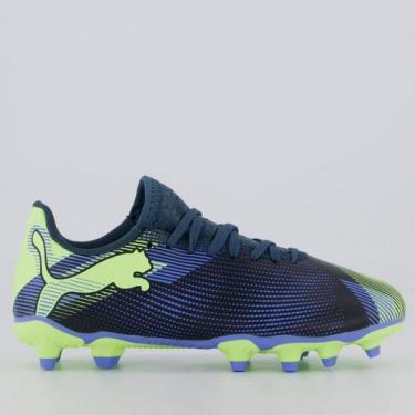Imagem de Chuteira Puma Future 7 Play Campo Juvenil Azul e Verde, 35