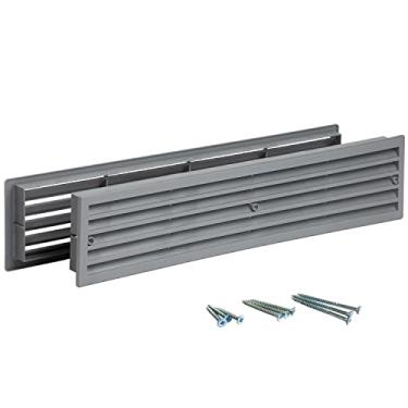 Imagem de INTERNAL VENTS Ventilação de porta para portas interiores de 41 cm x 7,62 cm – grades de porta de dois lados | para banheiro, armário | Grade de saída de ar de plástico | Dimensões externas 44 cm x 9 cm para abertura de 41 cm x 7,62 cm (cinza)