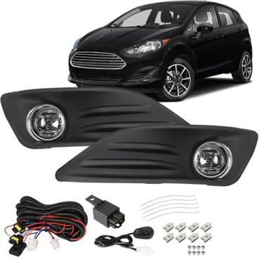 Imagem de Thomletha Substituição do conjunto de faróis de neblina esquerdo e direito para Fiesta 2013-2018 lente transparente do lado do passageiro do motorista 4F9Z15200AA