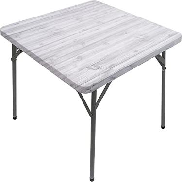 Imagem de CESGFC Toalha de mesa quadrada de madeira, estampa de textura de prancha de madeira, borda elástica, capa de mesa de jantar interna/externa, adequada para mesa quadrada de 101,6 cm x 101,6 cm