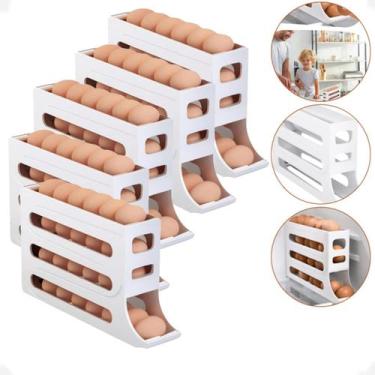 Imagem de Kit 5 Porta Ovos 4 Andares Organizador de Geladeira Branco - 123 organ