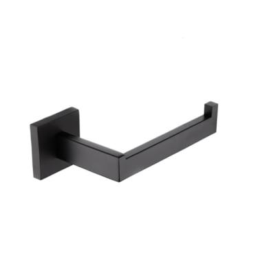 Imagem de Conjunto de banheiro de aço inoxidável preto - 4 peças, suporte para toalhas de parede, ganchos para roupão, 1 suporte para papel