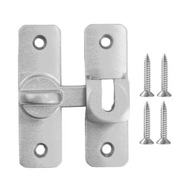 Imagem de WeiLaiKeQi Trava para porta de celeiro, fechadura para porta de correr, ferragem, liga de zinco, 90/180 graus para guarda-roupas, armários, garagem, quarto, Prata