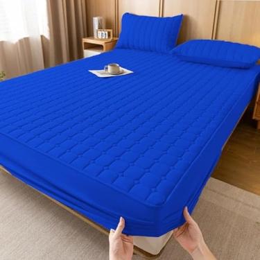 Imagem de Protetor Para Colchão Impermeável Matelado Queen Algodão Lenhçol Proteção Confortável(Azul,QUEEN)