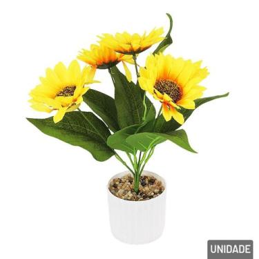 Imagem de Vaso Decorativo de Plástico 30cm Girassóis Pedras - Tudo em Caixa - Ge