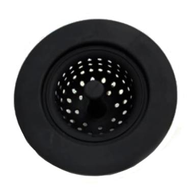 Imagem de Ralo Para Pia de Cozinha Em Silicone 11cm com Pino Puxador Central Filtro Coador Peneira suporta de -30 a 240c (Preto)