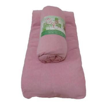 Imagem de Lençol Queen Camitalia 100% Algodão Cor Rosa Fio 30/1 Com Elástico Lin