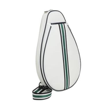 Imagem de oshhni Bolsa para raquete de badminton, bolsa para remo, grande capacidade, fecho de zíper, mochila transversal de tênis, mochila de ombro para prática, Branco