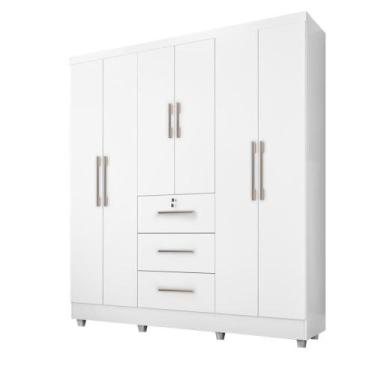 Imagem de Guarda Roupas Casal 6 Portas 3 Gavetas Tokio Branco Branco - J A