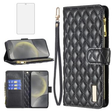 Imagem de Asuwish Capa de telefone para Samsung Galaxy S24 5G Capa carteira com protetor de tela de vidro temperado e suporte para cartão de crédito flip de couro acessórios de celular borracha S 24 24S G5