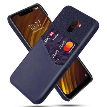 Imagem de Capa para Xiaomi Pocophone F1,Tela e tampa de couro PU,Antideslizante,360°cobertura completa à prova de choque com 1 slot de cartão atrás,Prevenção de queda-Blue
