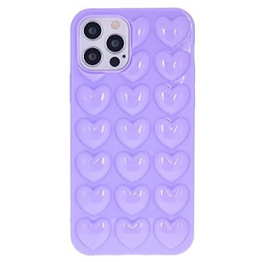 Imagem de DMaos Capa feminina compatível com iPhone 12 Pro Max, 3D Pop Bubble Heart Kawaii, linda para iPhone12 Pro Max de 6,7 polegadas - lavanda