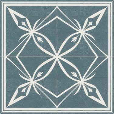 Imagem de HOMETITUTE 10 peças 12 x 12 polegadas padrão de silhueta floral azul nórdico azulejos de piso descascar e colar adesivos removíveis de vinil DIY para cozinha, banheiro, sala de estar, entrada