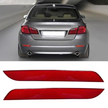 Imagem de Jaronx Compatível com refletor de para-choque traseiro BMW para série 5 F10 Sedan 2011-2013, para-choque traseiro esquerdo e direito, acabamento de lente vermelha, luz refletora traseira para BMW