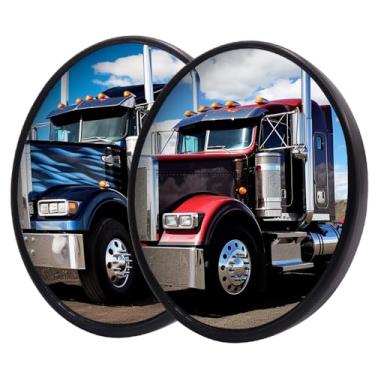 Imagem de Espelho retrovisor redondo convexo com suporte, espelhos retrovisores universais off-road para caminhões de 12,7 cm, grande angular, 360°, ajustável, para motorista e passageiro, 2 peças