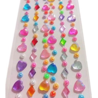 Imagem de Cartela de Corações e Diamantes Adesivada 10mm 182 unidades - LNS