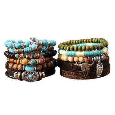 Imagem de CSIYANJRY99 Pulseiras de couro ocidentais para mulheres e homens, moda caubói chique, roupas de concerto country, pulseira turquesa com contas, acessórios boho cowgirl 2025 joias da moda, Adjustable
