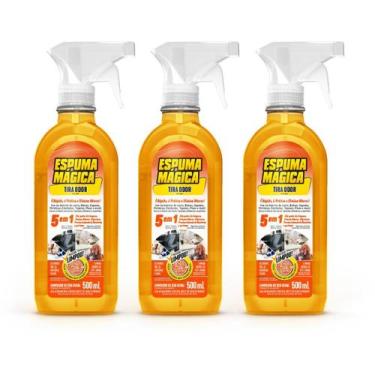 Imagem de Kit 3 Espuma Mágica Limpador Spray Tira Odor Proauto 500ml