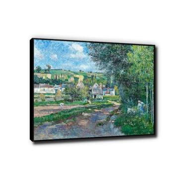 Imagem de LXURY Vista de Auvers on the Oise Famosa Pintura Pronto para Pendurar Impressões em Tela Reproduções em Tela Arte de Parede Clássica Imagem para Decoração de Casa 30 x 38 cm Moldura Preta
