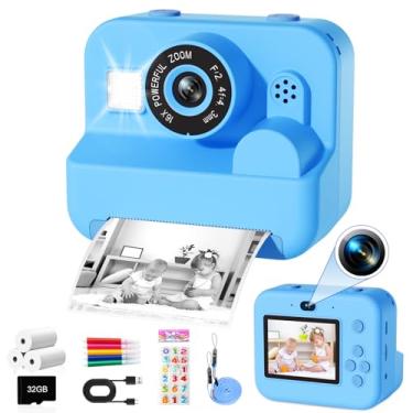 Imagem de GKTZ Câmera Infantil Com Impressão Instantânea - Vídeo Digital Hd 1080P Para Crianças Pequenas Papel Fotográfico Impressão, Brinquedo Portátil De 4, 5, 6, 7, 8, 9 E 10 Anos, Presentes Natal Aniversá