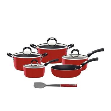 Imagem de Panelas Mônaco Vermelho E Espátula Silicone - Tramontina