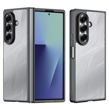Imagem de Dumeitio Capa de celular compatível com Samsung Galaxy Z Fold 7 5G silicone TPU transparente antiqueda Samsung Zfold7 capa rígida fosca PC fosco Ripple Galaxy Z Fold7 (preta)